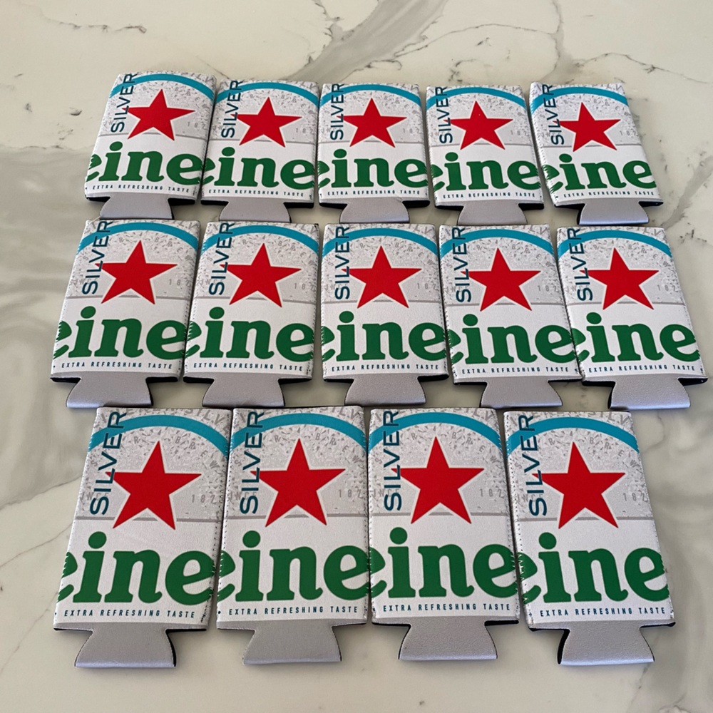 Heineken silver slim can koozies pack of 14